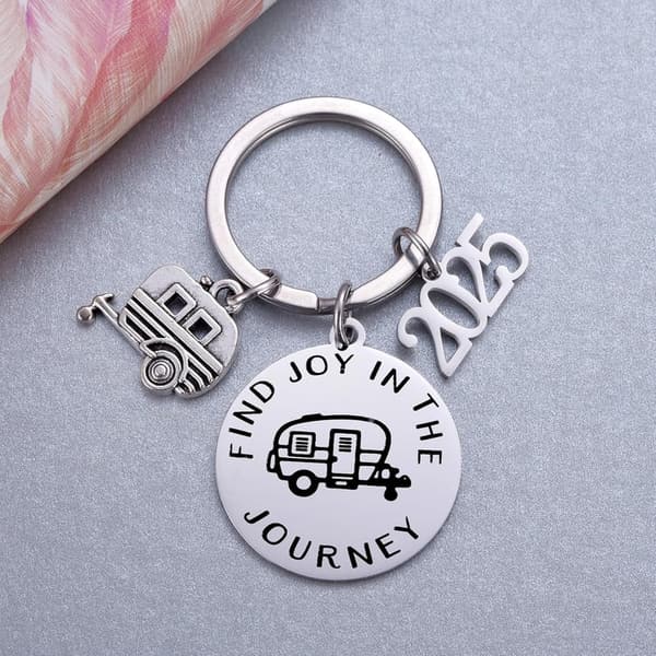 2025 Happy Camper Keychain - RV Travel Trailer Accessory