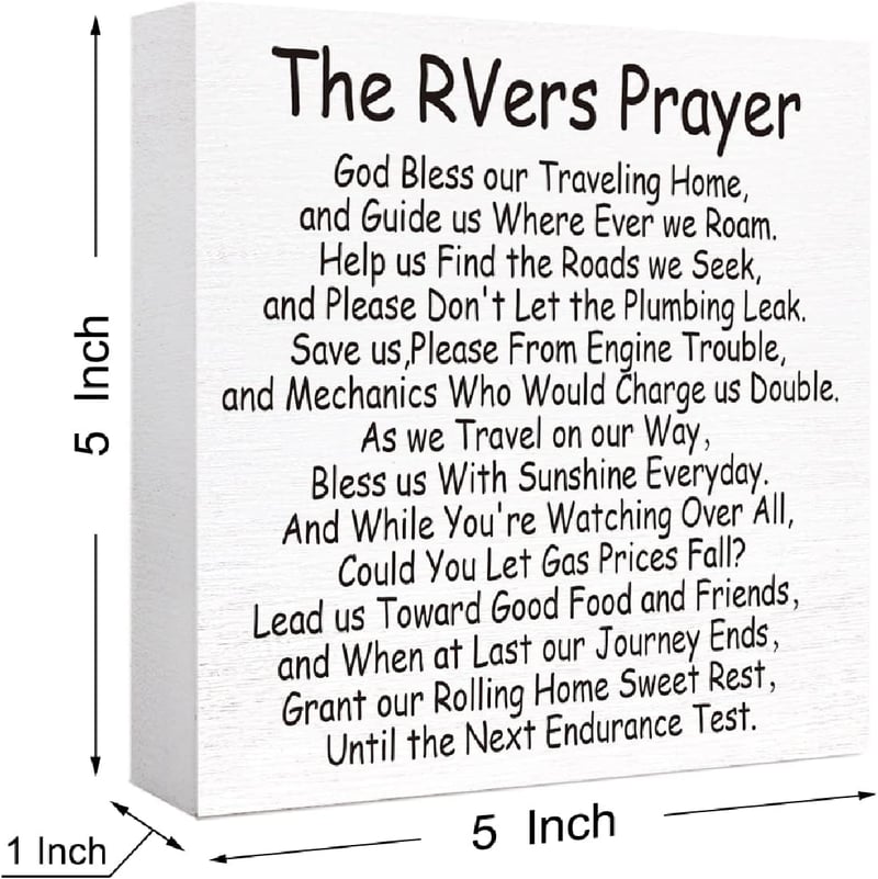 Funny RV Prayer Sign Wood Block - Camping Decor for Travelers