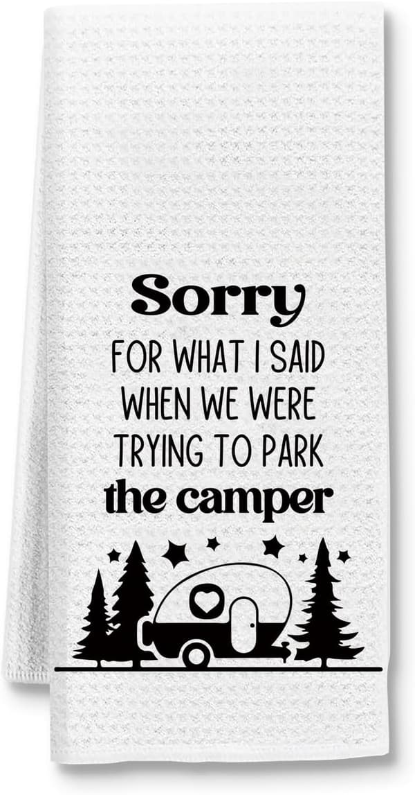 Funny Camping Decor Dish Towels for RV Owners & Campers