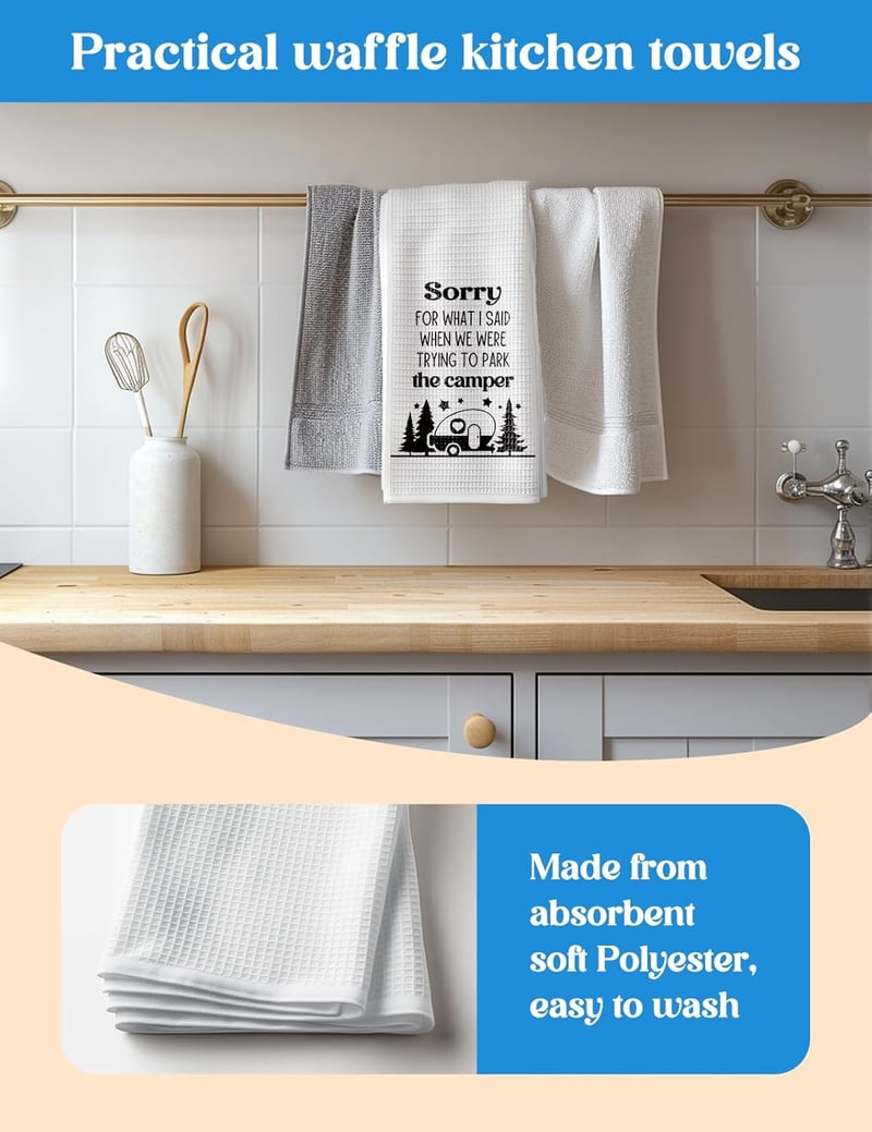 Funny Camping Decor Dish Towels for RV Owners & Campers