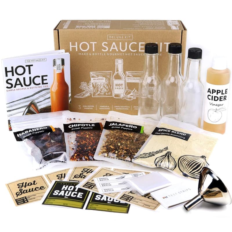 Deluxe Hot Sauce Making Kit for Men with 3 Chili Varieties