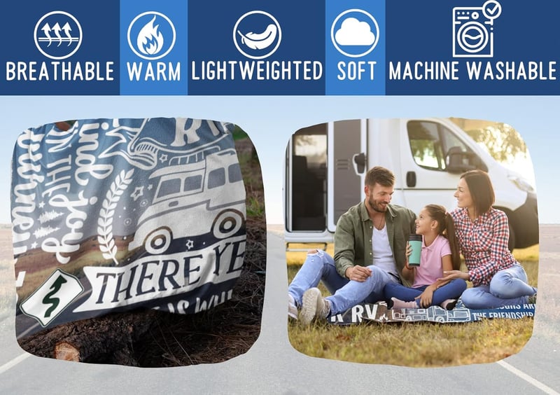 Camping Throw Blanket for RV Owners and Camp Lovers, 50x65 Inches