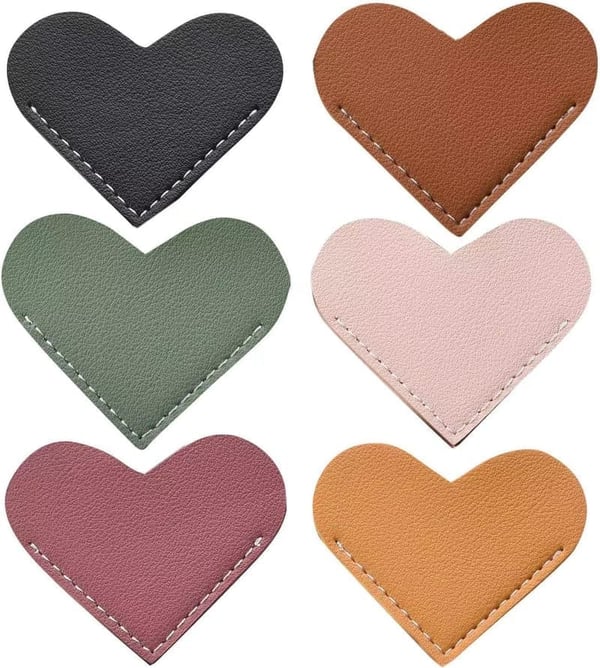 Cute Handmade Leather Heart Bookmarks for Women and Kids