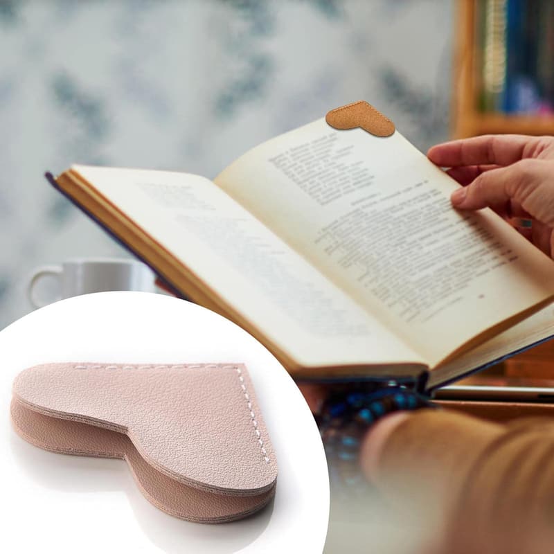Cute Handmade Leather Heart Bookmarks for Women and Kids