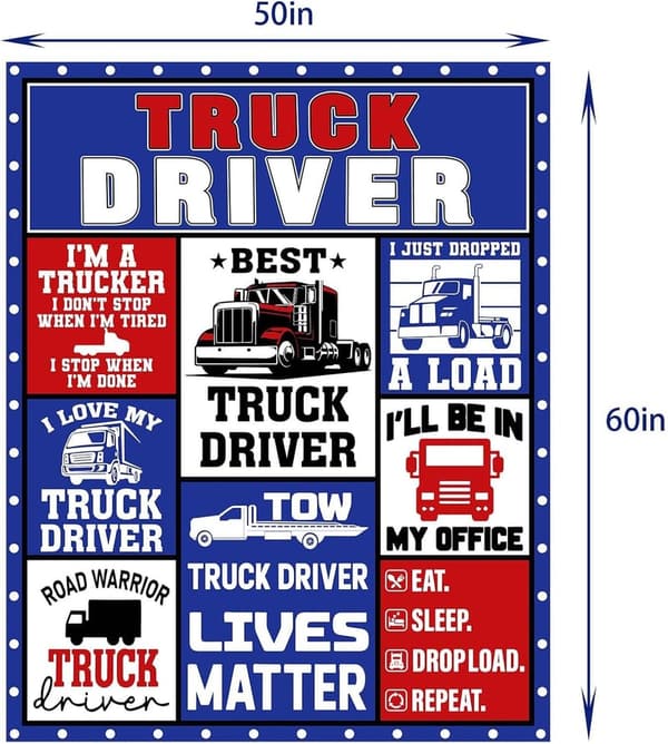 Truck Driver Appreciation Blanket - 50x60 Gift for Men