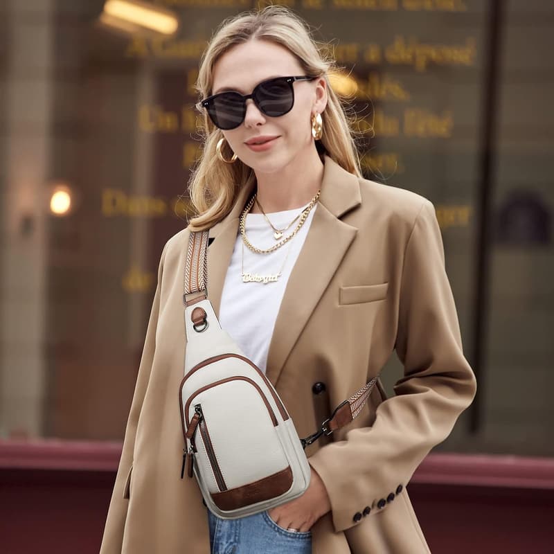 Leather Sling Backpack Crossbody Bag for Women