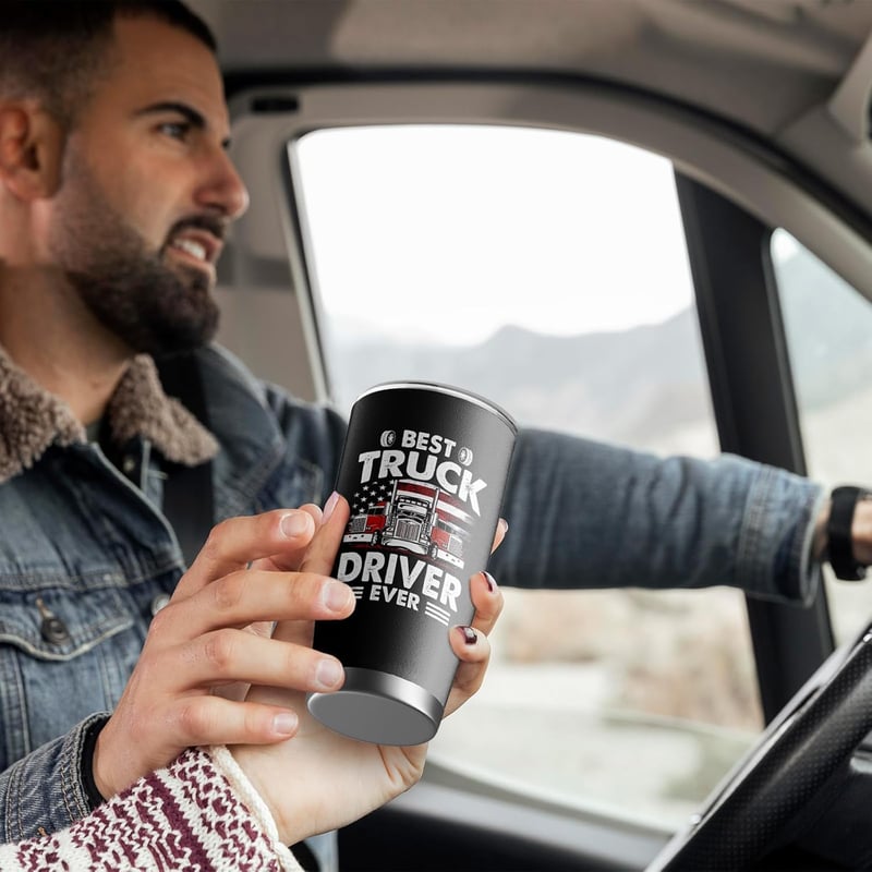 Funny Truck Driver Tumbler - 20 oz Insulated Steel Gift for Men