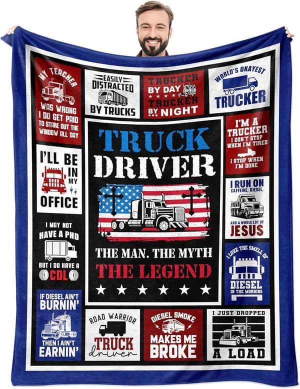 Trucker Appreciation Throw Blanket - Gifts for Men, 60
