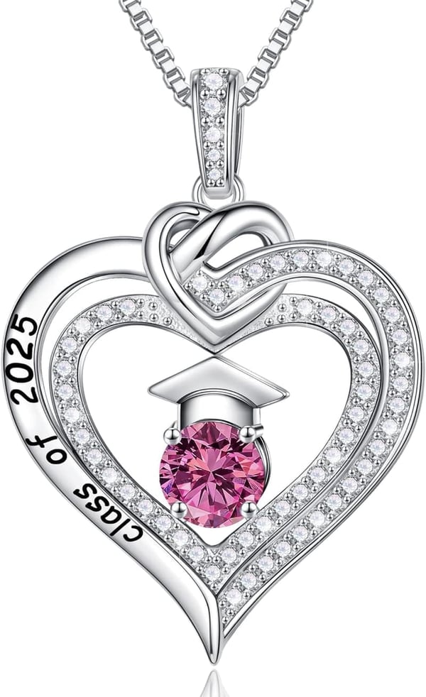 2025 Graduation S925 Sterling Silver Birthstone Necklace for Her