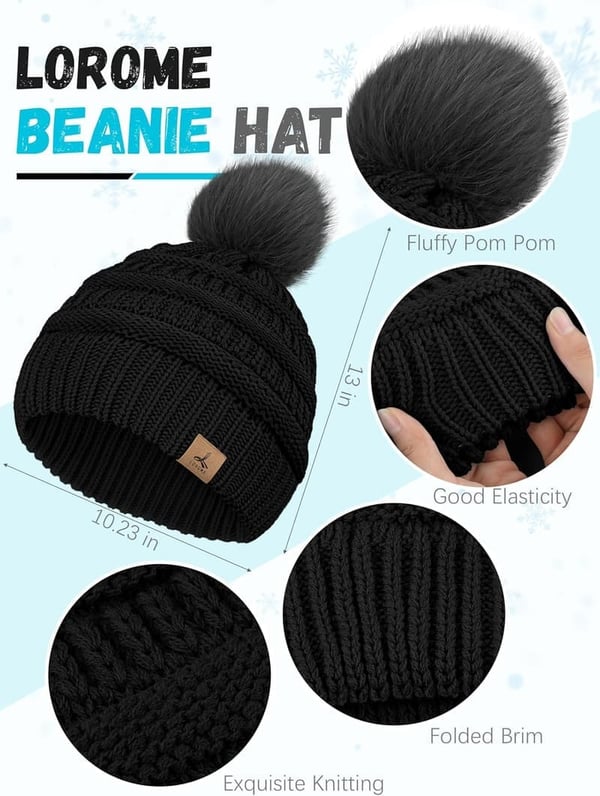 Winter Accessories Set: Knit Beanie, Scarf & Touchscreen Gloves