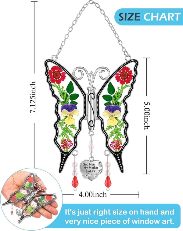 Mother's Day Butterfly Suncatcher - Stained Glass Window Ornament