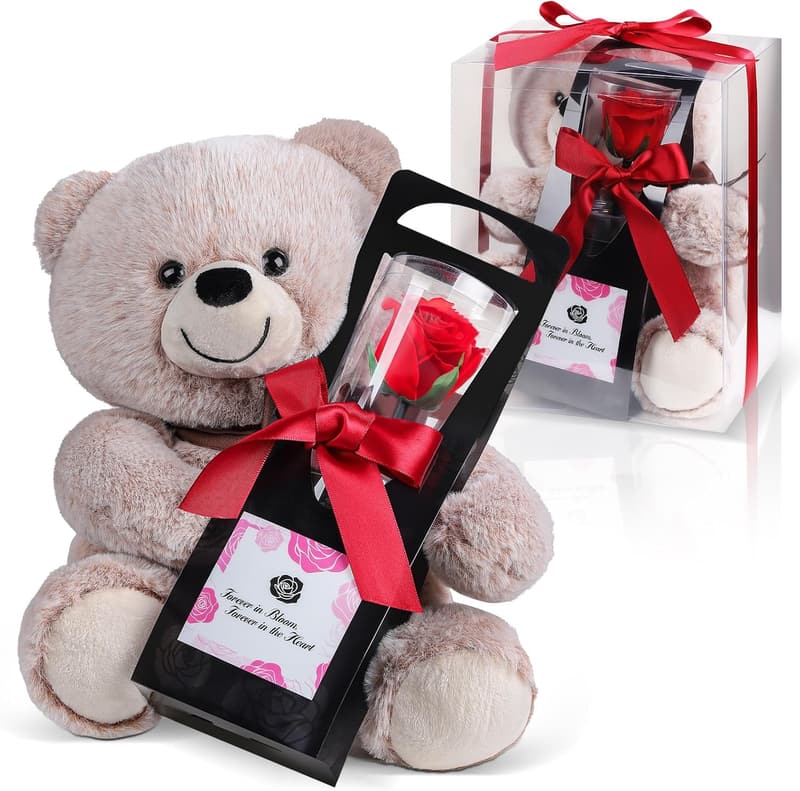 Eternal Rose Bear Gift for Women - 生日 & Anniversary