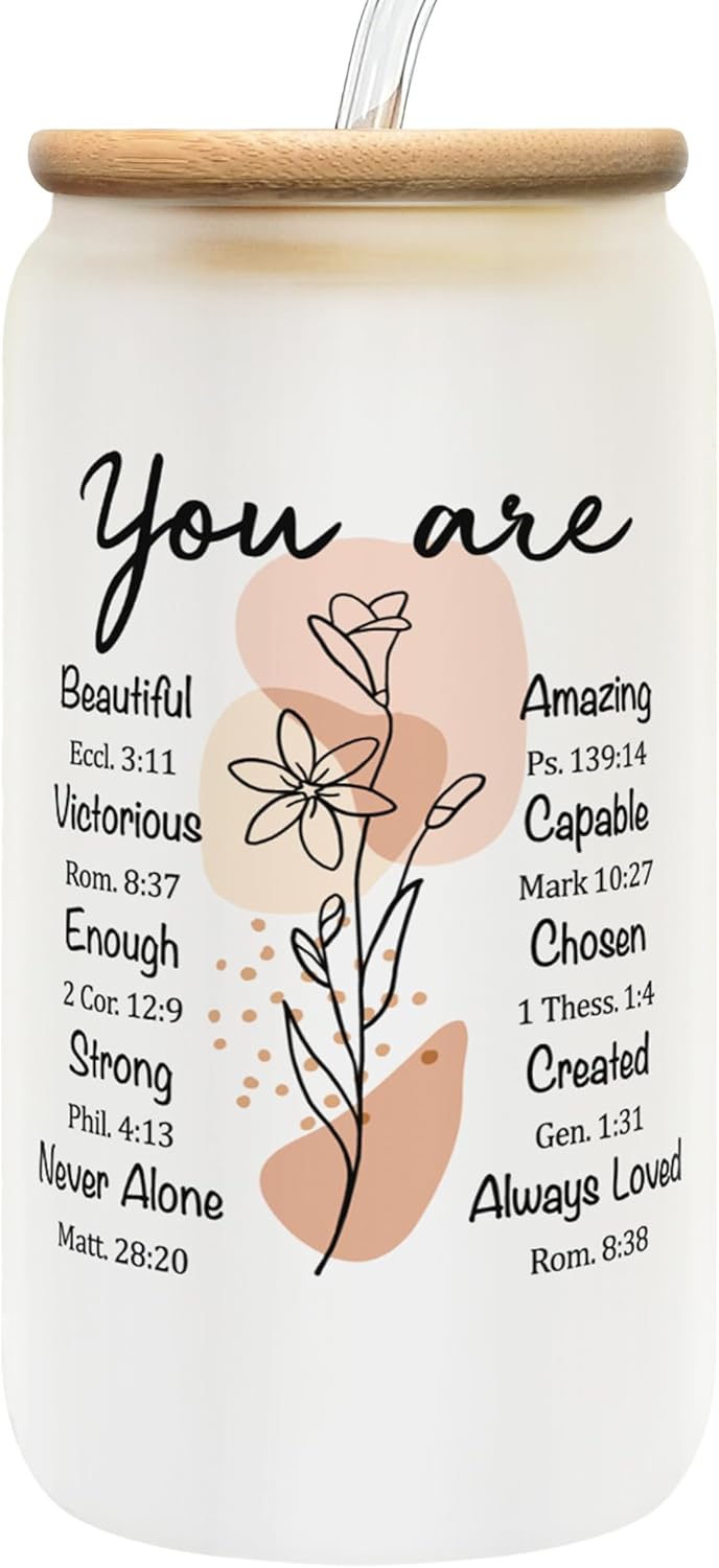 Inspirational Christian Gift for Women - 16 oz Can Glass