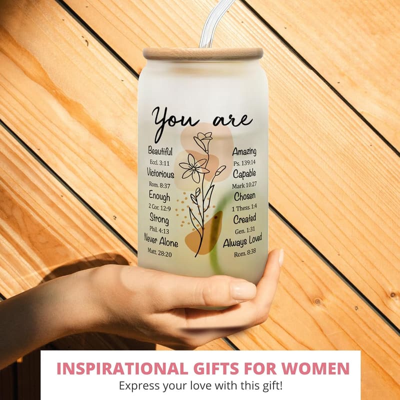 Inspirational Christian Gift for Women - 16 oz Can Glass
