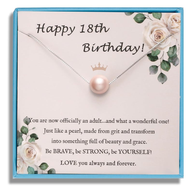18th Birthday Sterling Silver Pink Pearl Necklace for Girls