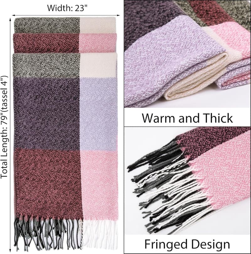 Winter Women's Plaid Wrap Scarf - Soft & Warm