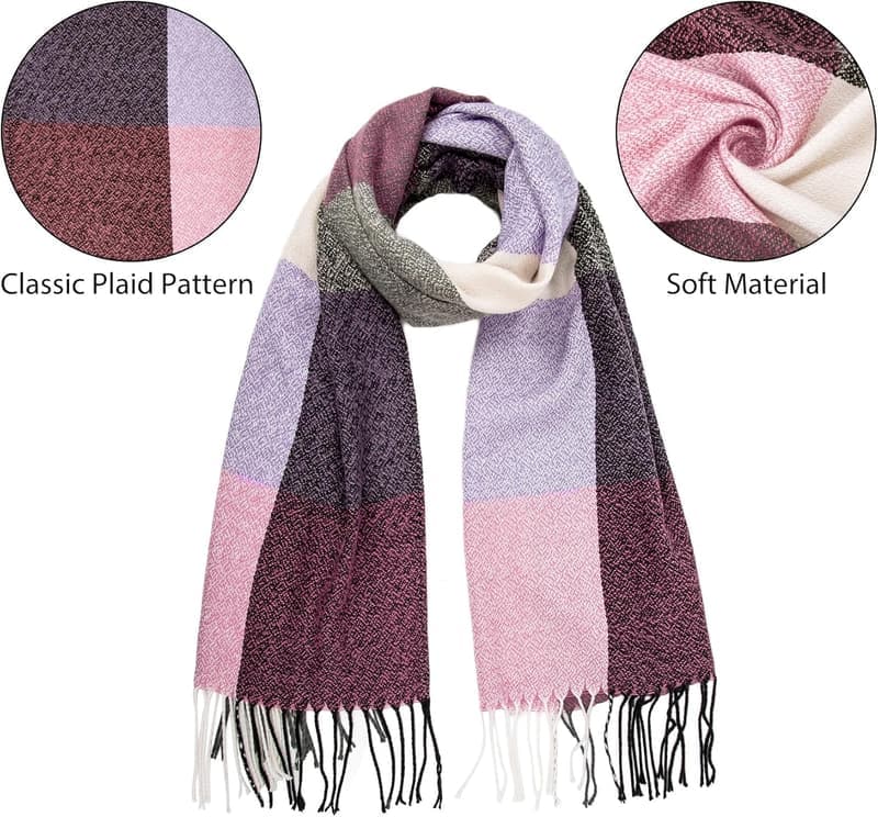 Winter Women's Plaid Wrap Scarf - Soft & Warm