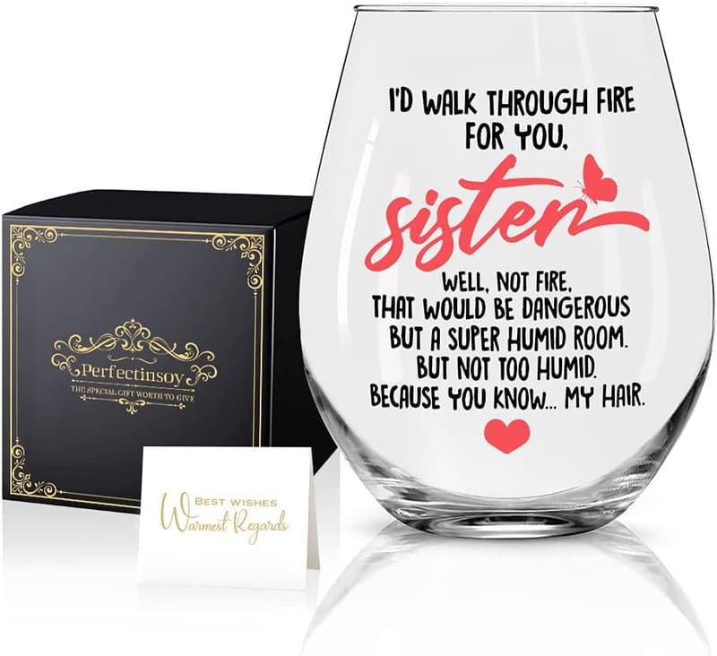 Sister-in-Law Birthday Gift: Funny Stemless Wine Glass