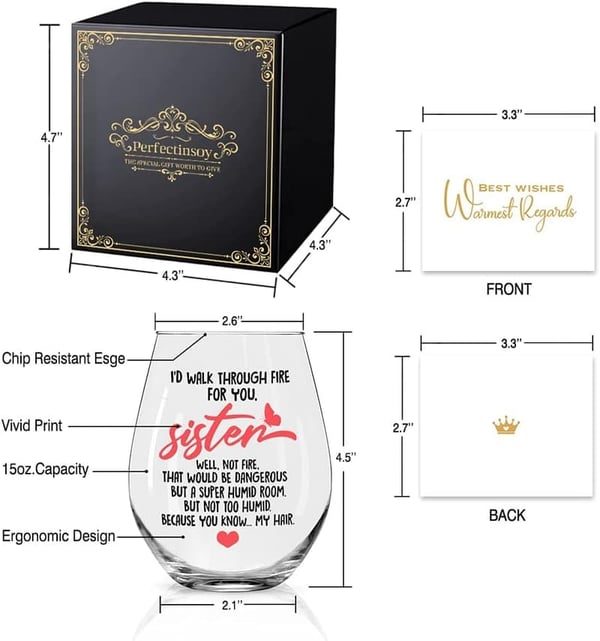 Sister-in-Law Birthday Gift: Funny Stemless Wine Glass