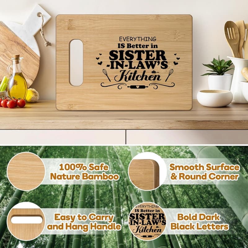 Mother's Day Engraved Bamboo Cutting Board for Sister-in-Law