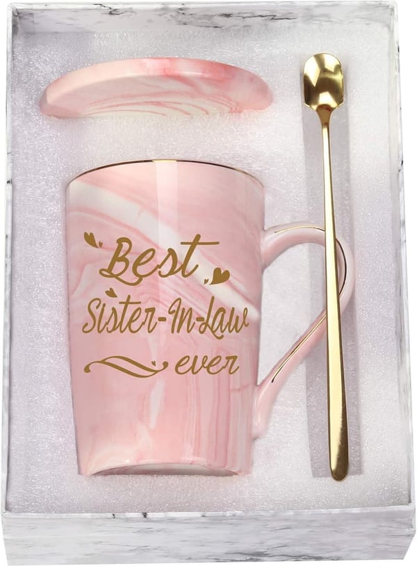 Sister-in-Law Gift Mug - 14 oz Pink with Box and Spoon
