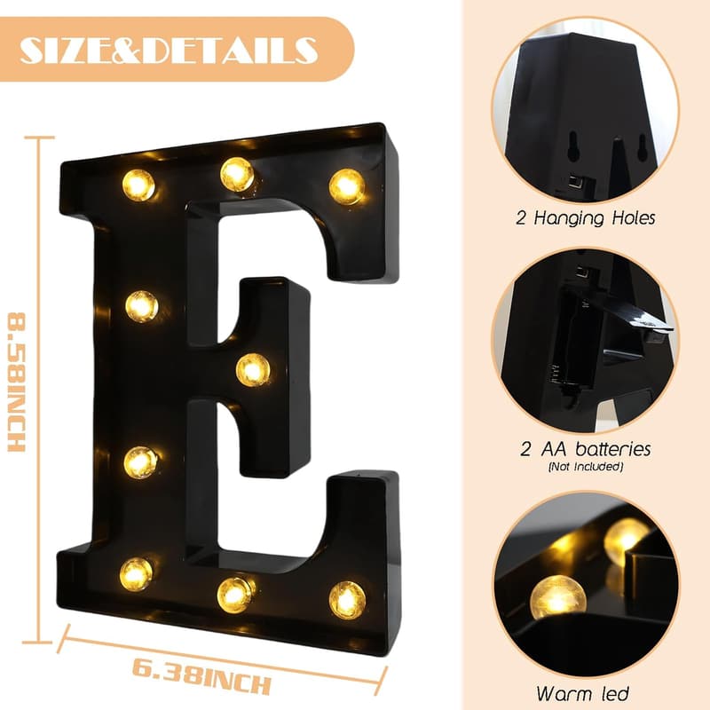 Light Up LED Marquee Letter for Birthday Party Decor (E)