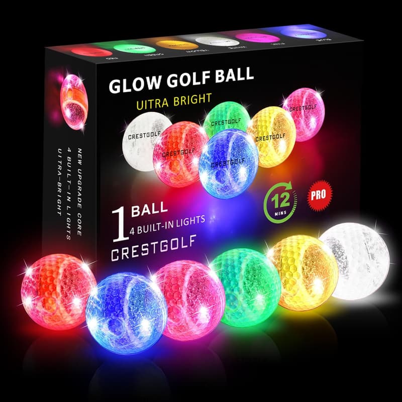 Glow-in-the-Dark Golf Balls Set for Men & Women - 6 Pack