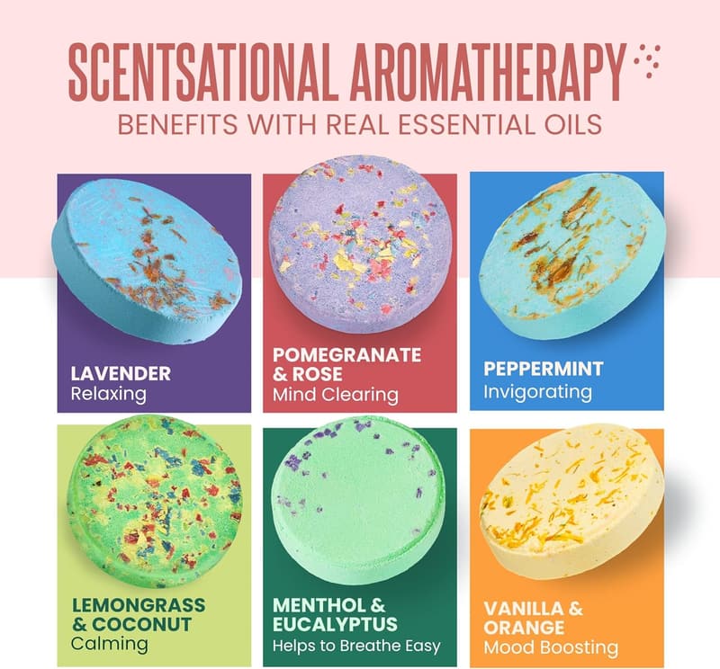Aromatherapy Shower Steamers for Stress Relief – 6 Tablets