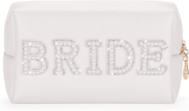 Bachelorette Party Bride Waterproof Makeup Bag with Rhinestones