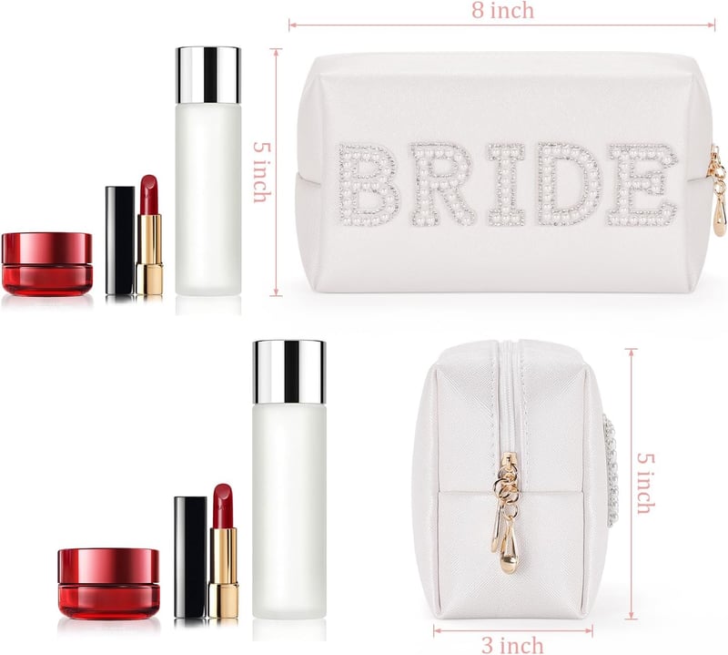 Bachelorette Party Bride Waterproof Makeup Bag with Rhinestones