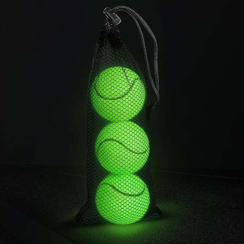 Glow-in-the-Dark Tennis Balls for Pets - 3 Pack with Mesh Bag