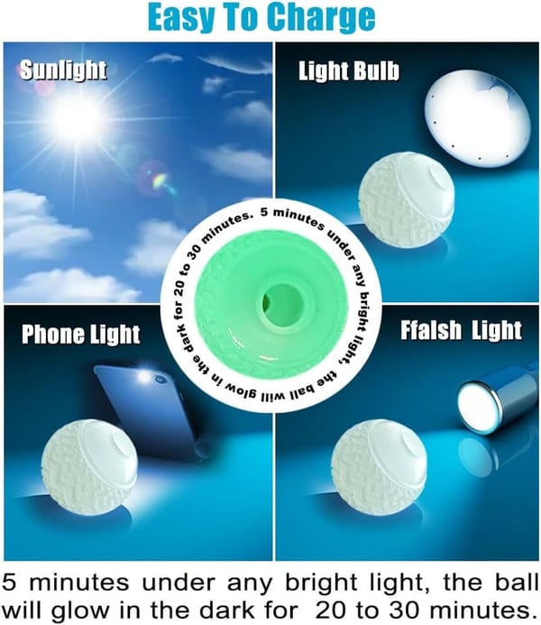 Glow-in-the-Dark Dog Ball Toy - 2 Pack
