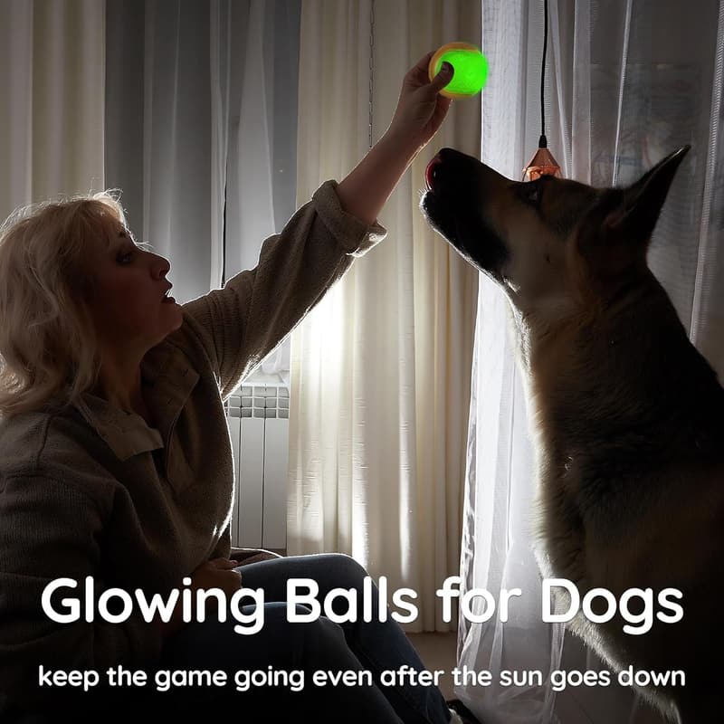 Squeaky Glow Rubber Dog Balls - 2.5” - Pack of 6