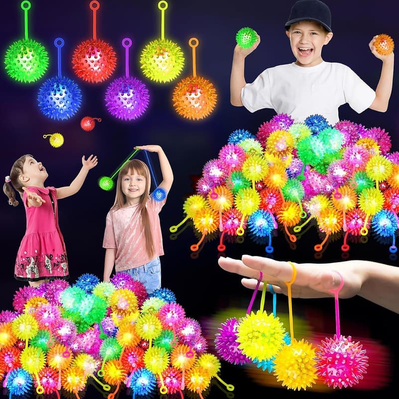 LED Light-Up Bouncy Balls - 24PCS Glow in the Dark Toys