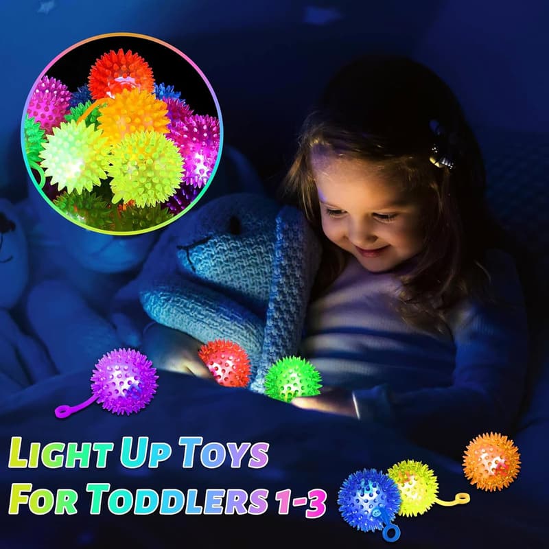 LED Light-Up Bouncy Balls - 24PCS Glow in the Dark Toys