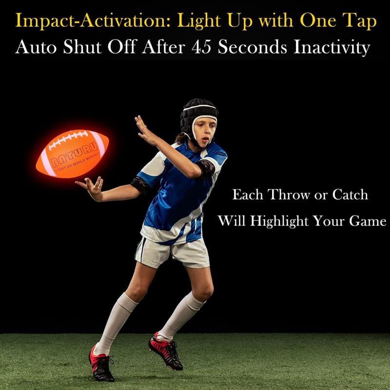 Glow in the Dark Football - Rubber Toy for Kids 8-12 Years