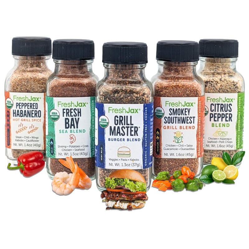 Grilling Gift Set: 5 Organic Seasoning Samplers for Men