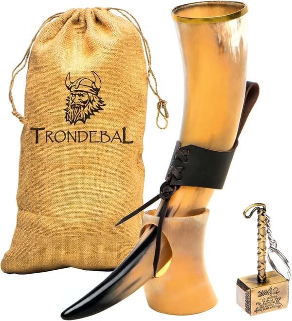 Viking Drinking Horn with Stand - Unique Gift for Men