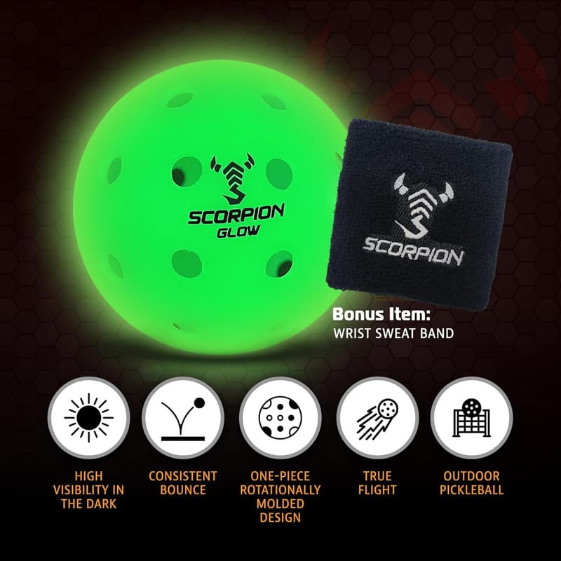 Glow-in-the-Dark Pickleballs - 3-Pack for Night Play