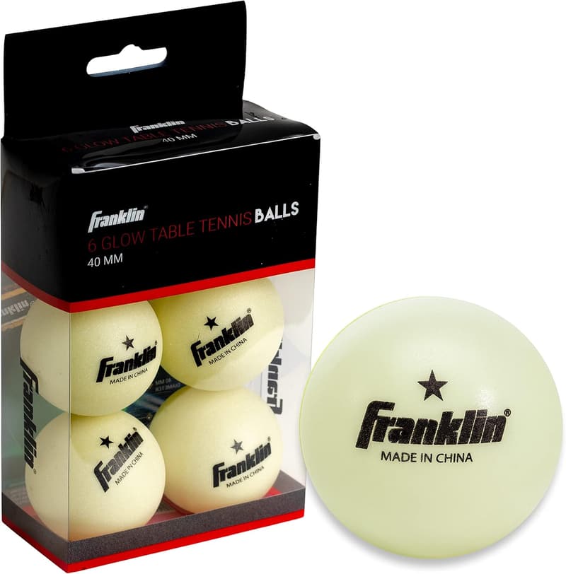 Glow in The Dark 40mm Ping Pong Balls - 6 Pack
