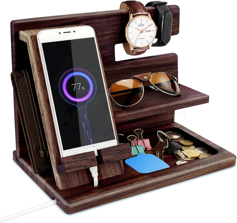 Father's Day Wooden Phone Docking Station & Organizer for Men