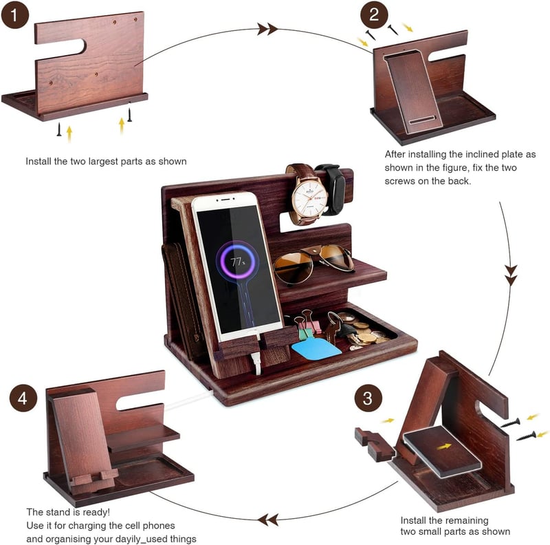 Father's Day Wooden Phone Docking Station & Organizer for Men
