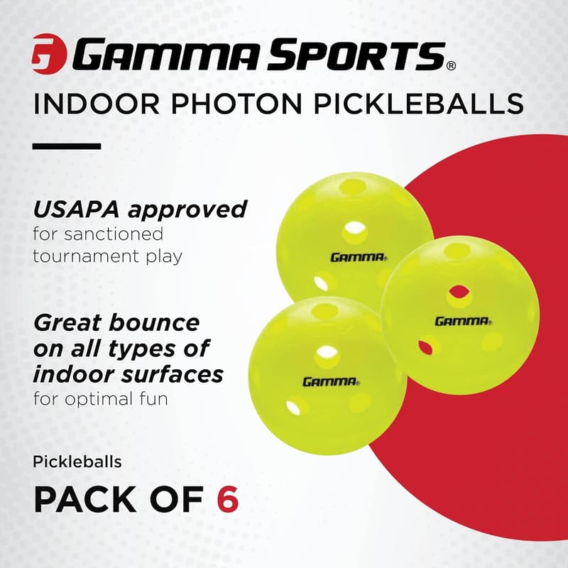 USAPA Approved GAMMA Photon Indoor Pickleballs - Optic Green