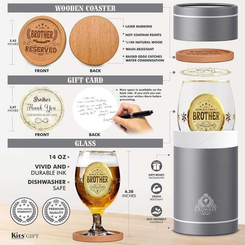 Personalized Beer Glass for Big Brother - Unique Gift
