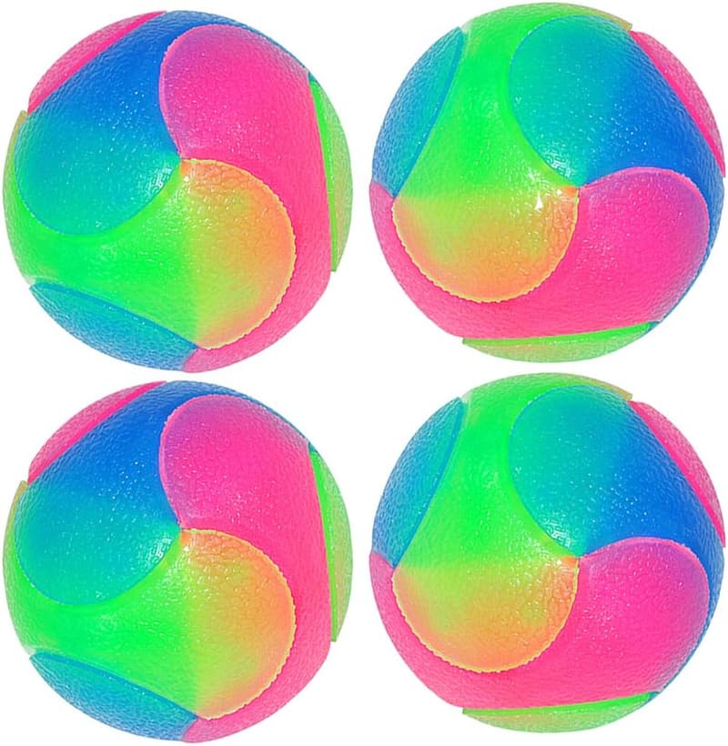 Light Up Dog Balls - 4 pcs Glow in the Dark Interactive Toys