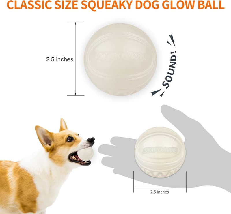 Light-Up Squeaky Dog Ball - Durable, Bouncy, Floating Toy