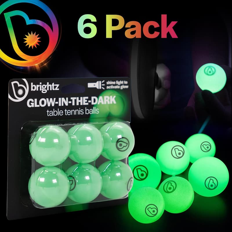Glow in the Dark Neon Ping Pong Balls - 6-Pack