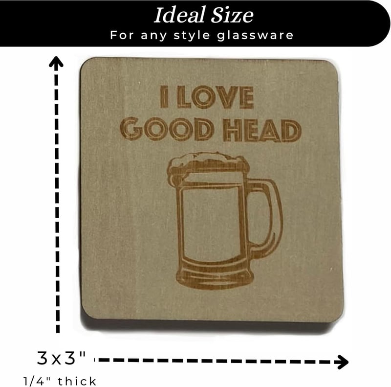 Funny Beer Coasters Set with Holder – Rustic Bar Decor (Set of 4)