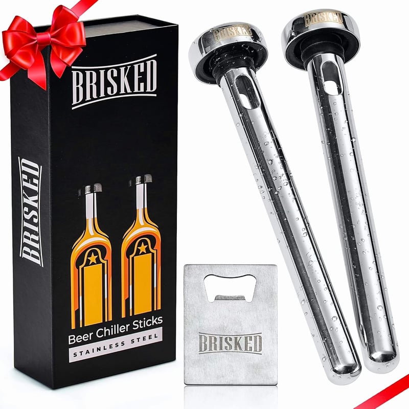Christmas Beer Chiller Sticks - 2 Stainless Steel Cooling Sticks