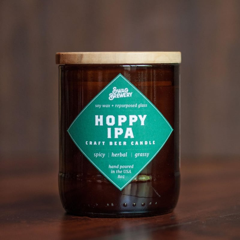 Hoppy IPA Beer Bottle Candle - Hand Poured Soy Wax Gift for Men